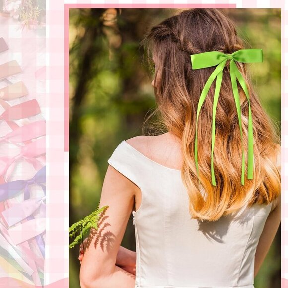 Hair Bow Clips Bulk Ribbon Satin Tassel Hair Accessories 60 Pack for Women Girls
